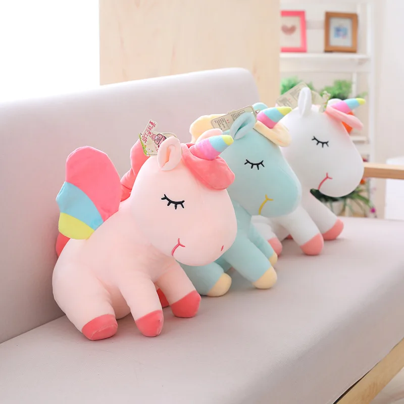 

60cm Cute Unicorn Plush Toys Cartoon Horse With Rainbow Wings Animal Plush Doll For Baby Kids Gift