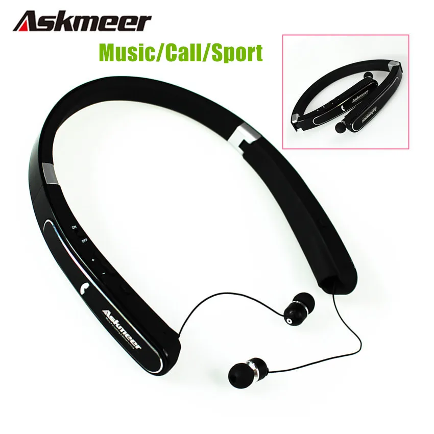 

Bluetooth-гарнитура Askmeer с шейным ободом, Беспроводные спортивные наушники, наушники с басами, с микрофоном, для воспроизведения музыки 20 часов м...