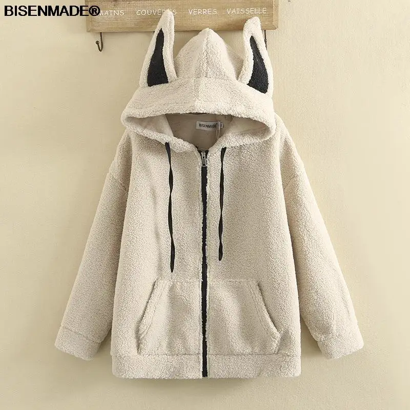 

Women's Clothing Parka Plus Size Winter 2021 New Outwear Fashion Polar Fleece Suede Jacket Long Sleeve Rabbit Ears Hooded Coat