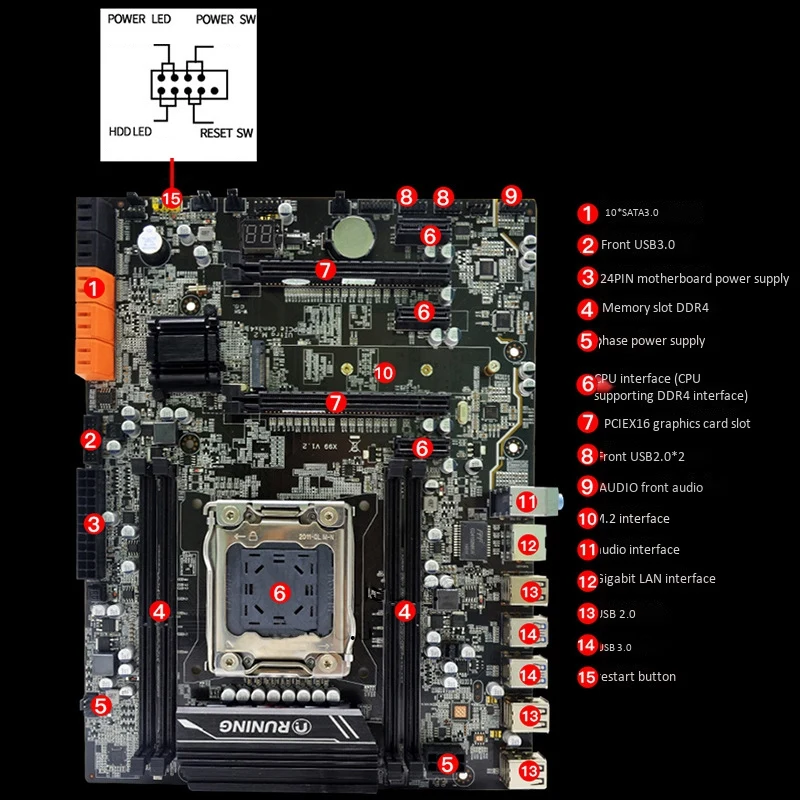Новая настольная материнская плата X99 V1.2 DDR4 ATX LGA2011 cmputer DImm Слоты SATA 3 0 и USB |
