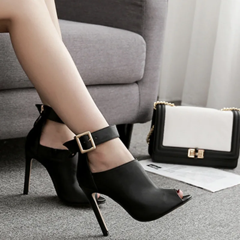 11cm HIgh Heeled Sandal Boots Plus Size Women Sandals Sexy Peep Toe Womens Sandals Ankle Boots for Women High Heel Stiletto