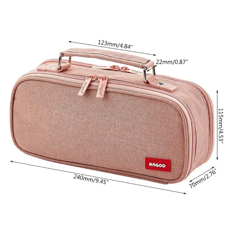 Розовый Double Layer Large Capacity Pencil Case Cosmetic Bag Makeup Pouch School Office - Цвет: Розовый