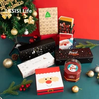lbsisi life 10pcs christmas paper box bags cookie cake candy decorating supplies xmas party favor baking gift paper boxes