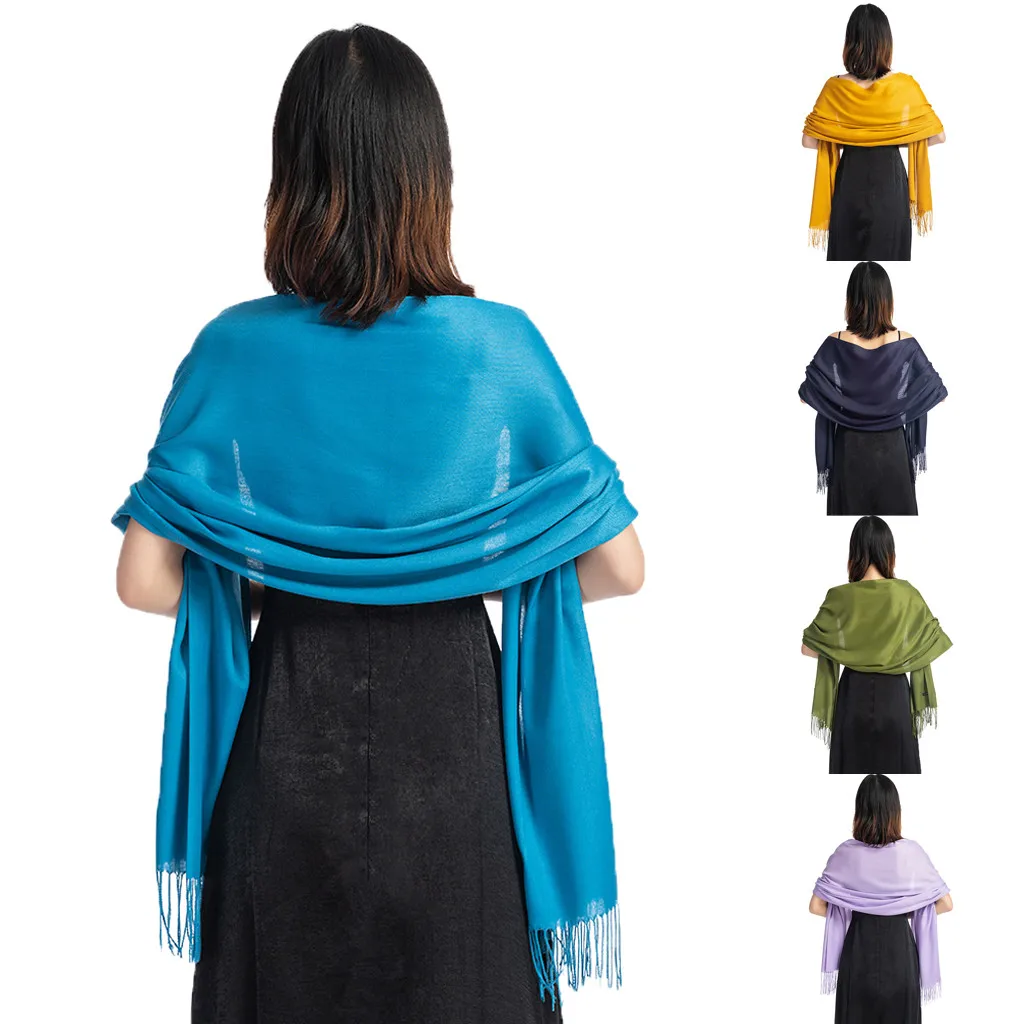 Женский тонкий шифоновый шарф женская накидка элегантный однотонный вечерний
