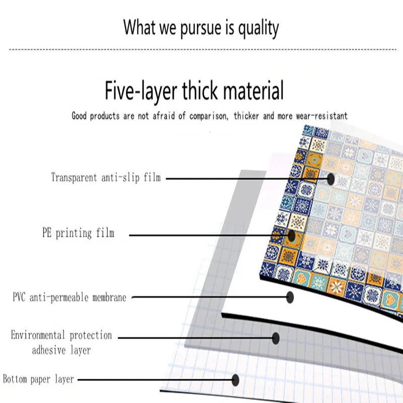 

Pvc Kitchen Waterproof Non-Slip Wear-Resistant Home Toilet Bathroom Floor Renovation Papel De Pared Stickers Vinyl Wallpapers