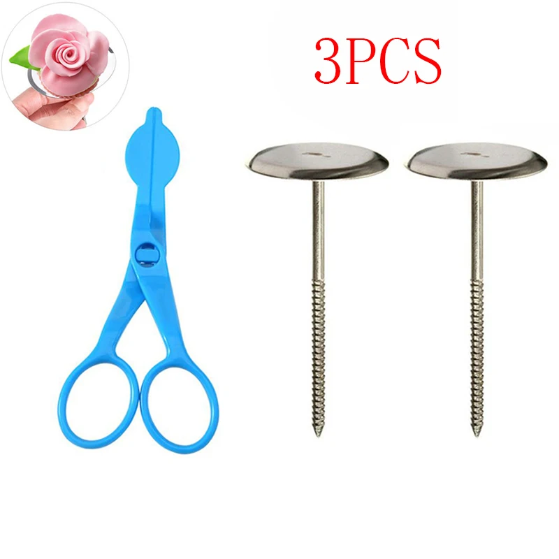 3 шт./2 шт./1 шт. голубые трубки цветок ножницы + ногтей глазурь испечь торт