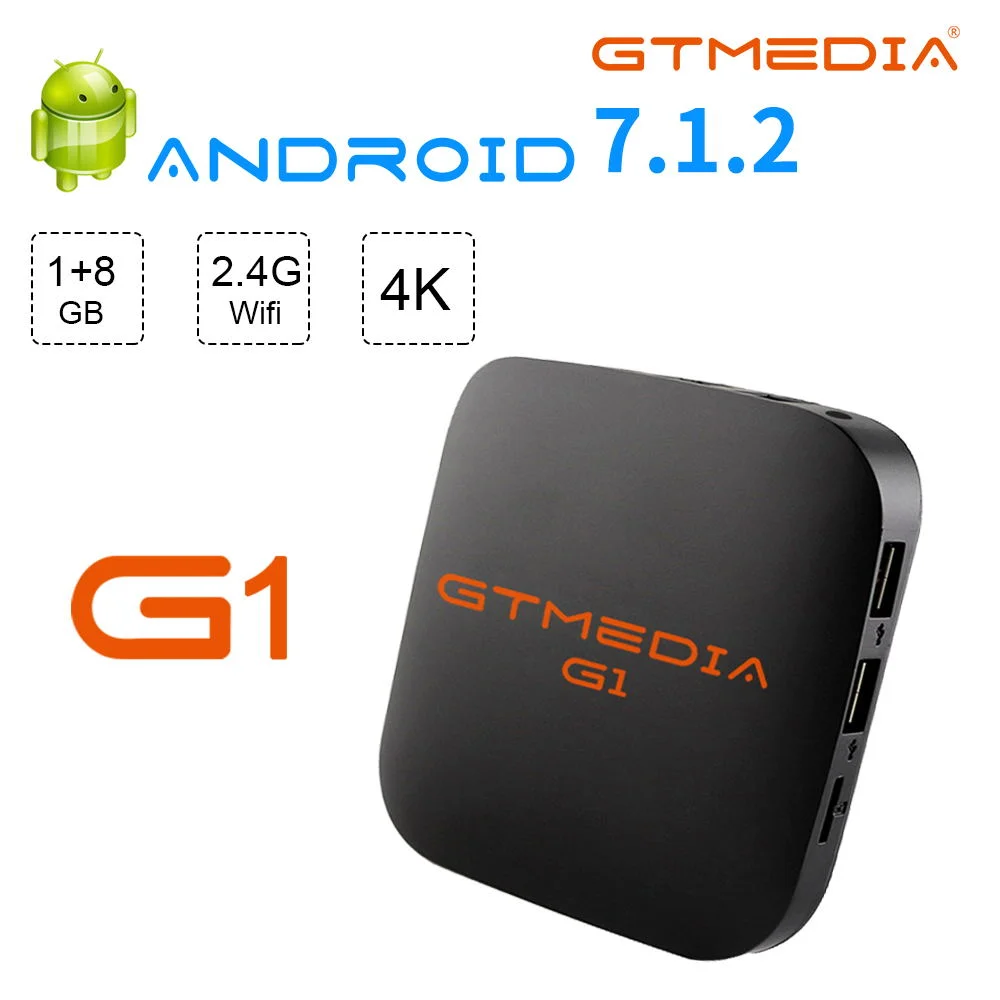 

GTMEDIA G1 Android 7.1 TV Box 1GB RAM 8GB ROM Amlogic S905W Quad Core 64Bit 2.4GHz Wifi HDMI 2.0 Support 4K 3D/H.265 Android Box