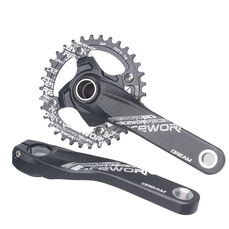 

Mountain Bike 170mm Crankset with 104 BCD 32/34/36/38T Chainring, Aluminum Alloy MTB Narrow Wide Sprocket CNC Round Cha