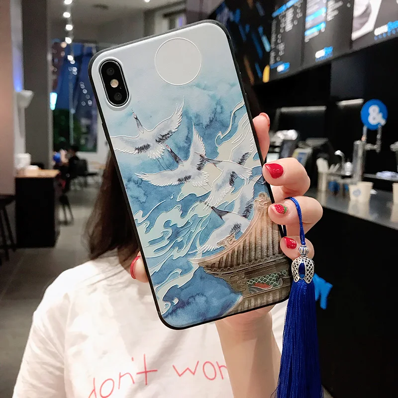 Чехол для Vivo Y67 V5 V5S Y66 Y65 V15 V11 Pro Lite IQOO Neo Y3 Y17 X21s в китайском стиле чехол с кисточкой |