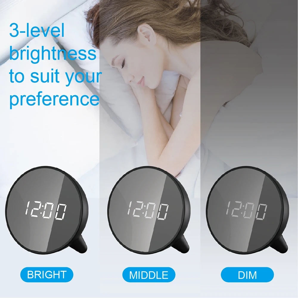 Digital USB table Alarm Clock with light and LED mirror Electronic Desk kids bedstand Wake Up thermometer snooze | Дом и сад
