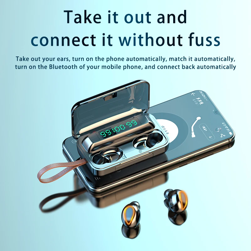 Новинка 2020 Bluetooth наушники 2000 мА/ч беспроводные 9D HIFI спортивные водонепроницаемые