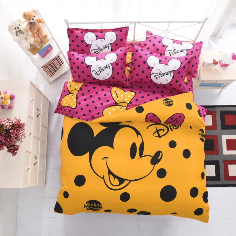 

Wyatt Anna Cartoon Mickey Mickey Mouse Bed Sheet Princess Four-piece Set, Disney Bed Bag Cartoon Bed Skirt