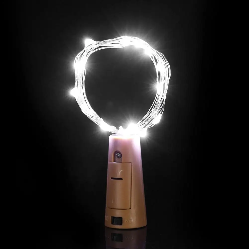 10 светодиодная пробка с серебряной нитью Декоративная для красного вина длина 1 м