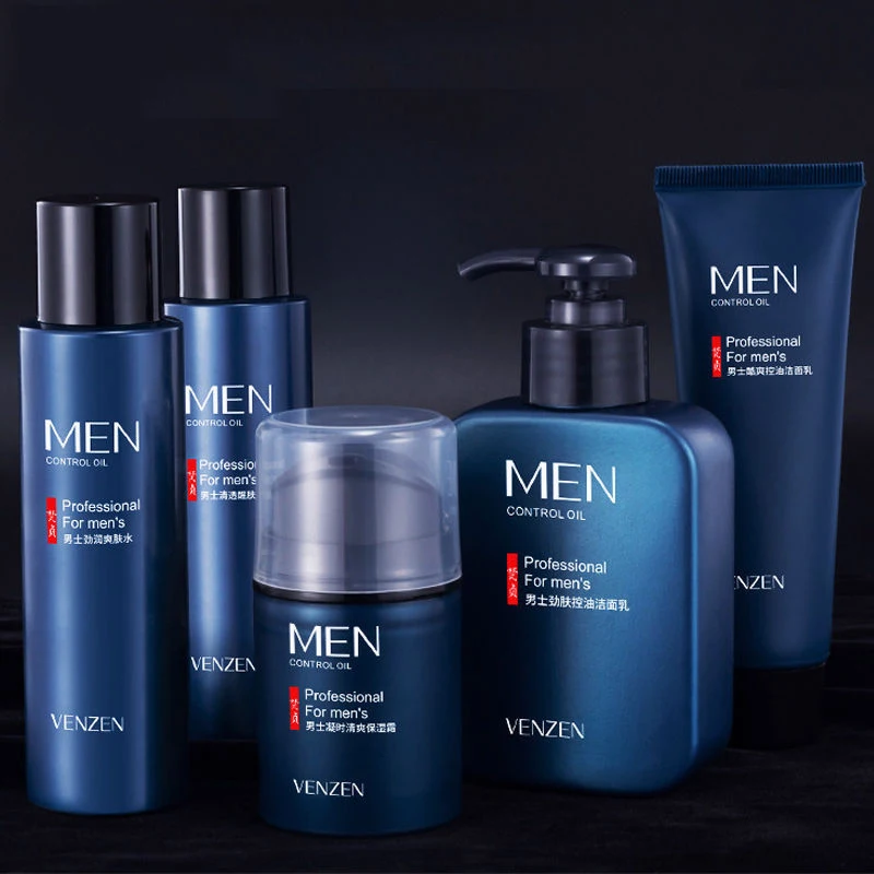 Mens Skin Care Products Set For 3 PCS With Box Face Toner Essence Cream Acne Oil Control Moisturizing Facial Cleanser Kit P | Красота и