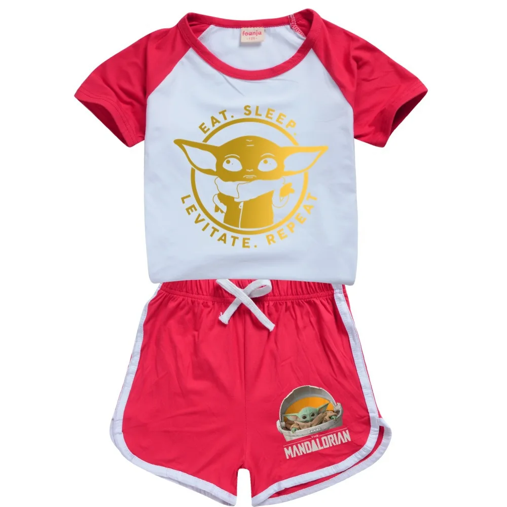 

Baby Yoda The MandalorianToddler Girls Autumn Clothes Cotton Short-sleeved Pants Boy Short-sleeved Tops Boutique Suits Children