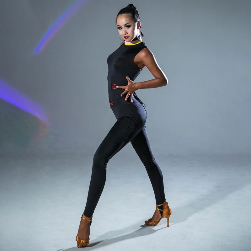 Брюки для латинских танцев черные узкие брюки сальса бальных Одежда тренировок