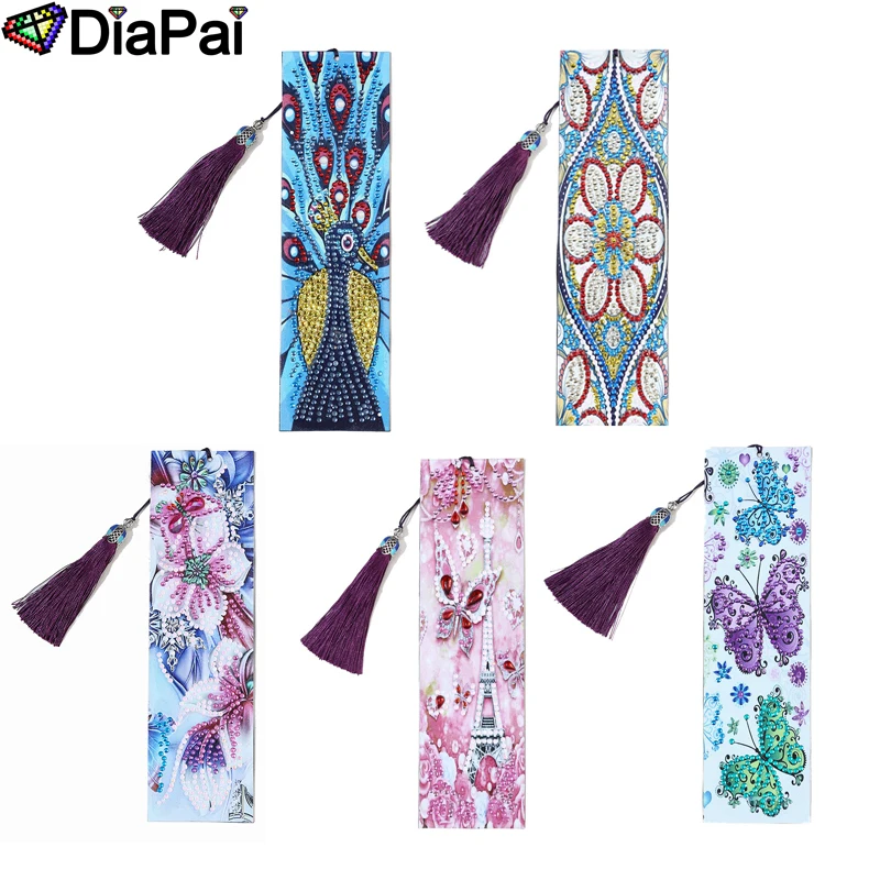 

DiaPai 5D DIY алмазная живопись, кожаная вкладка с кисточкой, книжными знаками, алмазная Вышивка специальной формы, сделай сам