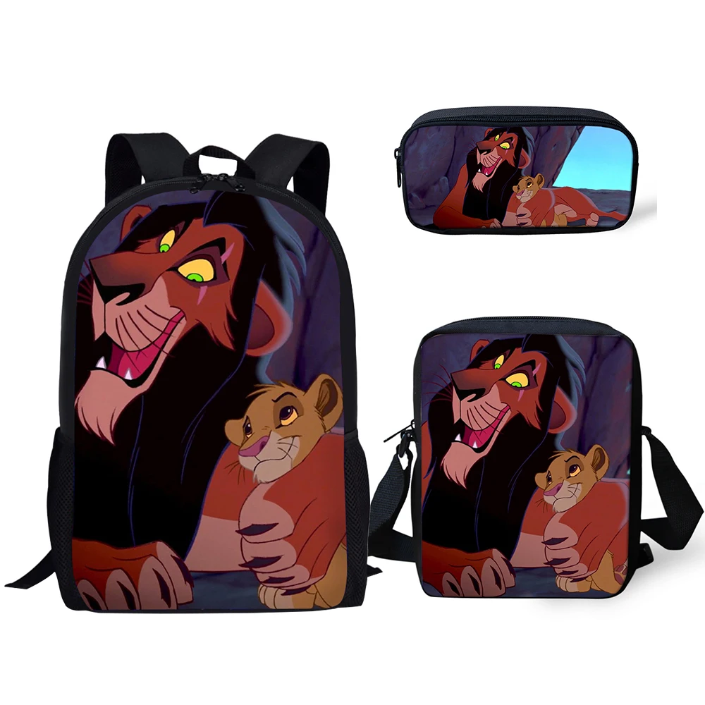 HaoYun Fashion Children's School Backpack The Lion King Pattern Book-Bags Cartoon Anime Design 3PCs/Set Students School Bags