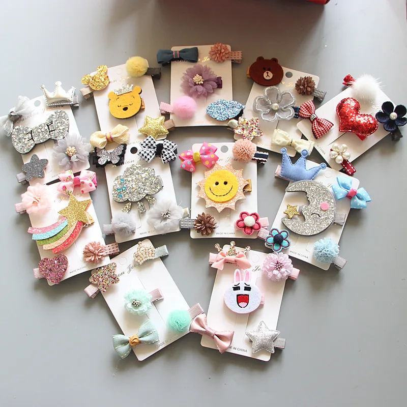 5 шт. милые шпильки с блестками заколки радужным единорогом для маленьких девочек