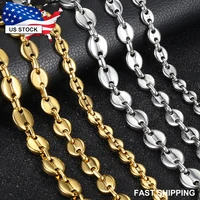 stainless steel marina coffee beans link chain necklace for men women 7911mm gold silver color necklace jewelry gifts lknm176