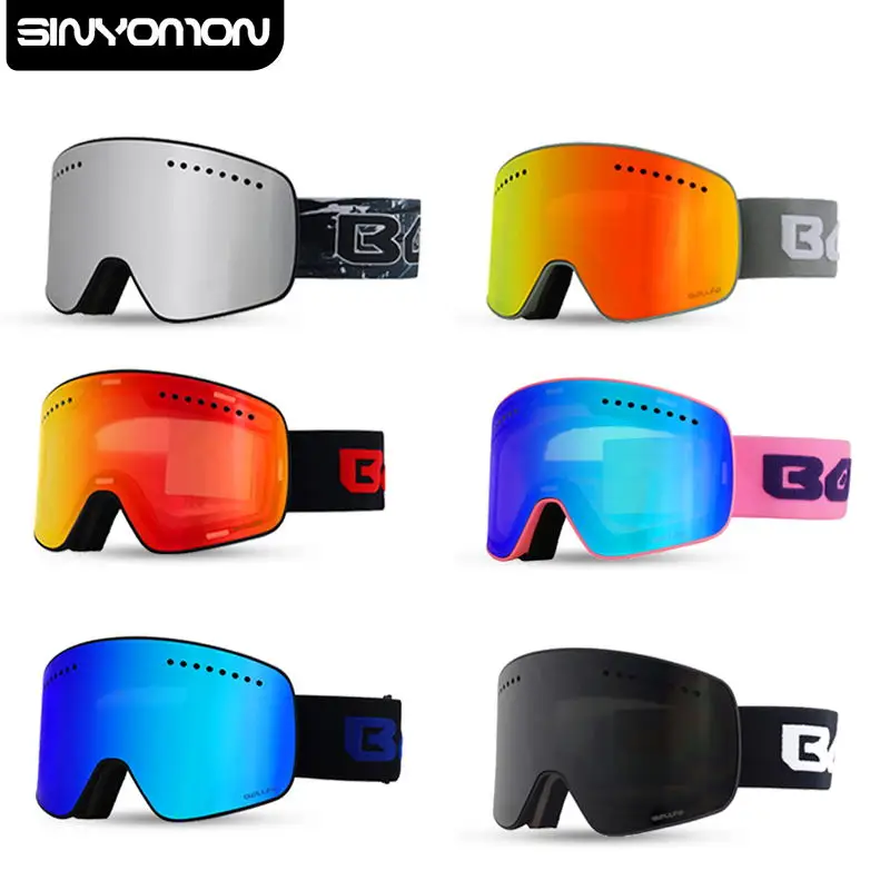 

Лыжные очки для сноуборда, двухслойная противотуманная большая Лыжная маска с защитой UV400, очки для катания на лыжах, снега, для мужчин и жен...