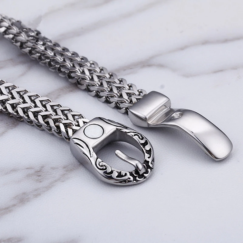 KALEN нержавеющая сталь сетка цепь браслеты для мужчин полированная металлическая