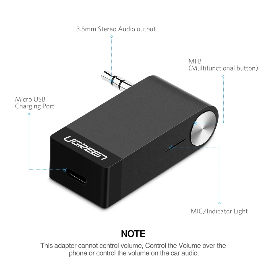Ugreen Беспроводной Bluetooth Приемник 3.5mm Jack Bluetooth Audio Музыка Приемник Адаптер Автомобилей Aux Кабель бесплатно Динамик Наушники