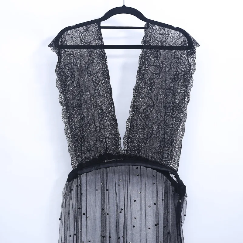 Мусульманский высокое качество кружевное платье на бретельках Для женщин макси