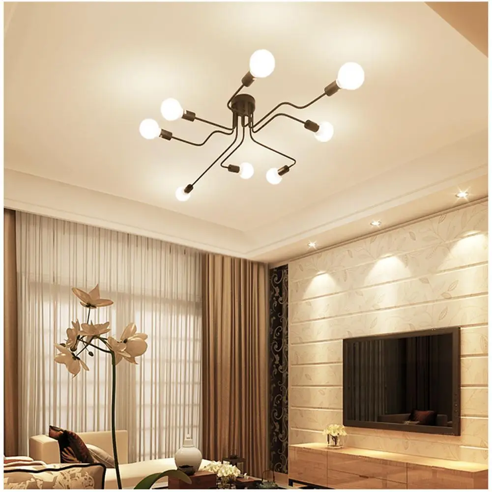 

DishyKooker Vintage Wrought Iron Led Ceiling Lamp Living Room Bedroom Lamparas for Home Lighting