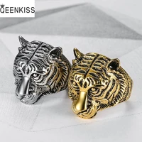 qeenkiss rg8111 2021 fine jewelry wholesale fashion trendy man birthday wedding gift retro tiger head hiphop titanium steel ring