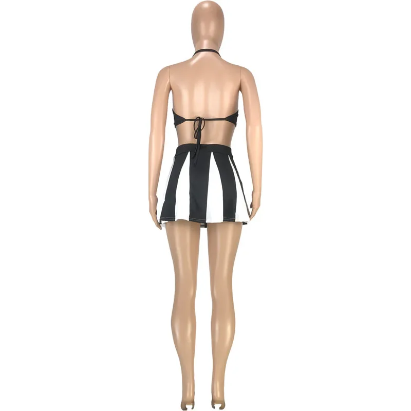

Sexy Two Piece Set Vest Crop Top Mini Dresses for Women Summer Sport Outfits Tracksuit Runway Set Club Matching Sets
