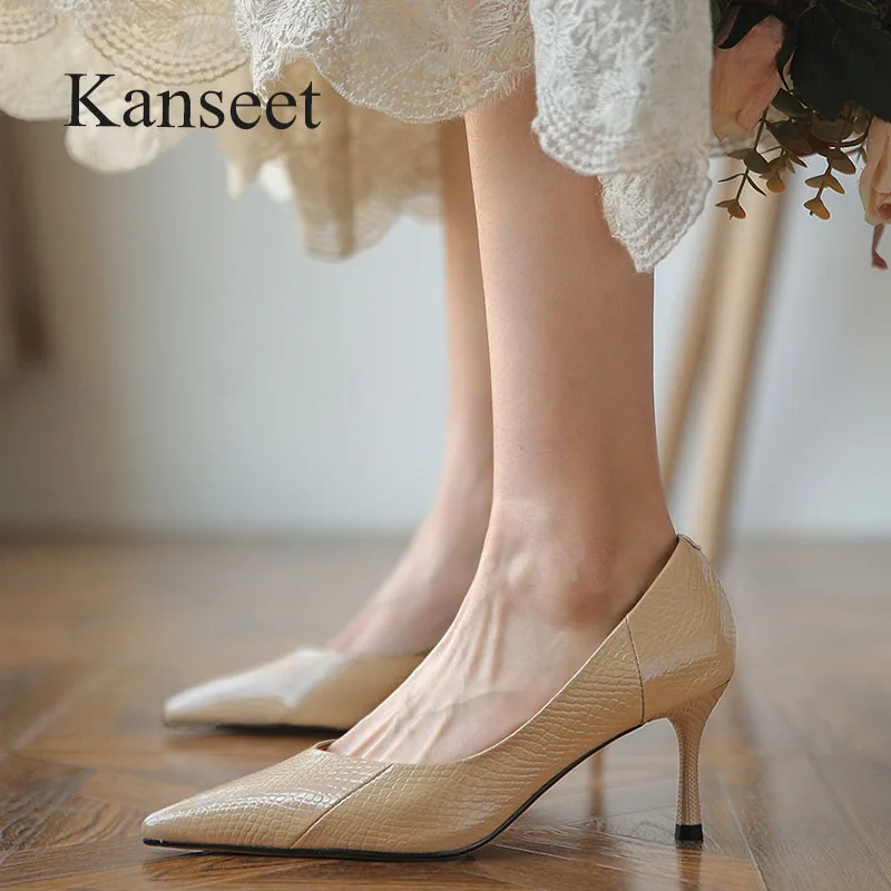 Туфли Kanseet женские из лакированной кожи пикантные туфли-лодочки с острым носком