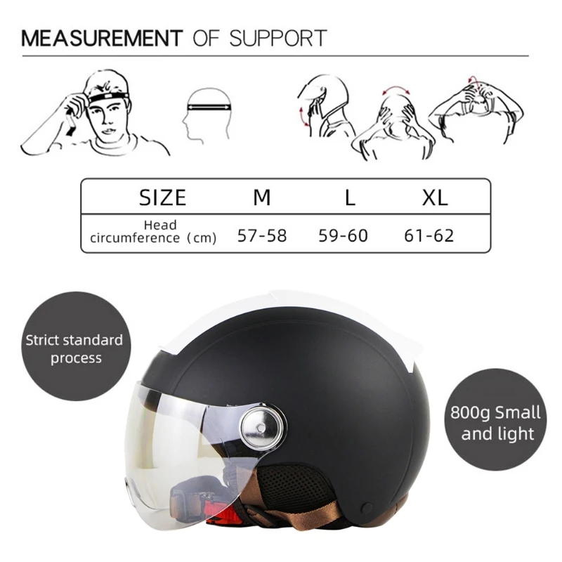 

Electric Motorcycle Helmets Half Face ABS Helmet With Lens Scooter Helmet 28GC