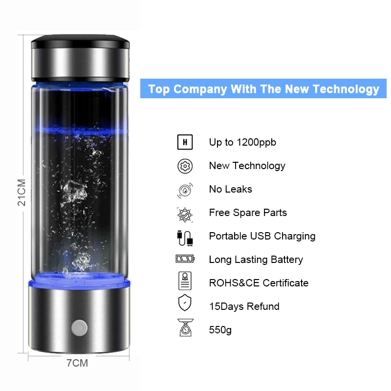 

Dropshipping For 430ML Portable Hydrogen Water Generator Bottle USB Rechargeable Water Filter Bottle Ionizer Machines