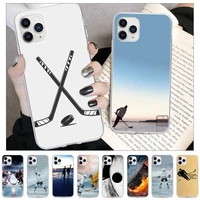 ice hockey phone case for iphone 12 11 pro max xs x xr 7 8 6 6s plus 5s se 2020 transparent cover