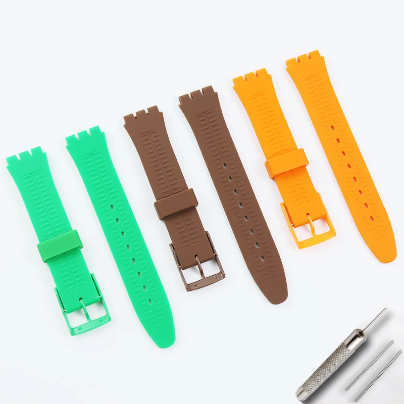 Watch accessories For Swatch silicone strap buckle 17mm19mm rubber strap men's and women's sports strap