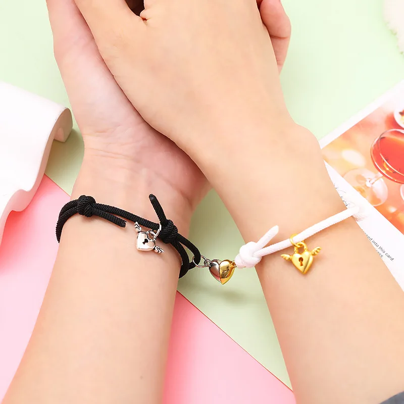 

2PC/S Fashion Alloy Love Magnet Attraction Lovers Bracelet Bts Handmade Couple Bracelet For Women Men Adjustable Bracelet Femme