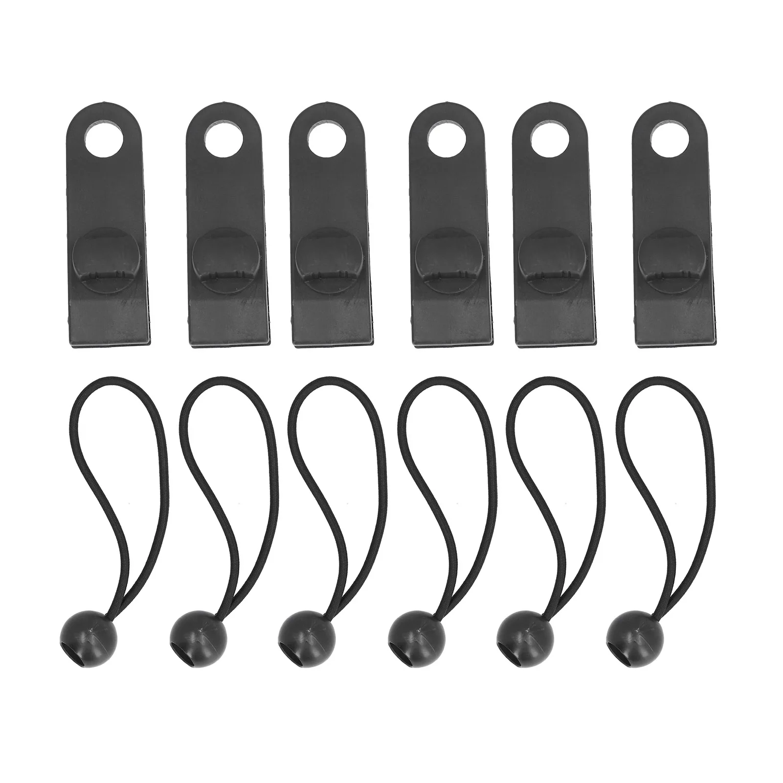 

6Pcs Tent Clips and Ball Bungee Cords Awning Fasteners Clamps Stretch Rope with Ball Clip Hiking Camping Tent Accessories Tools