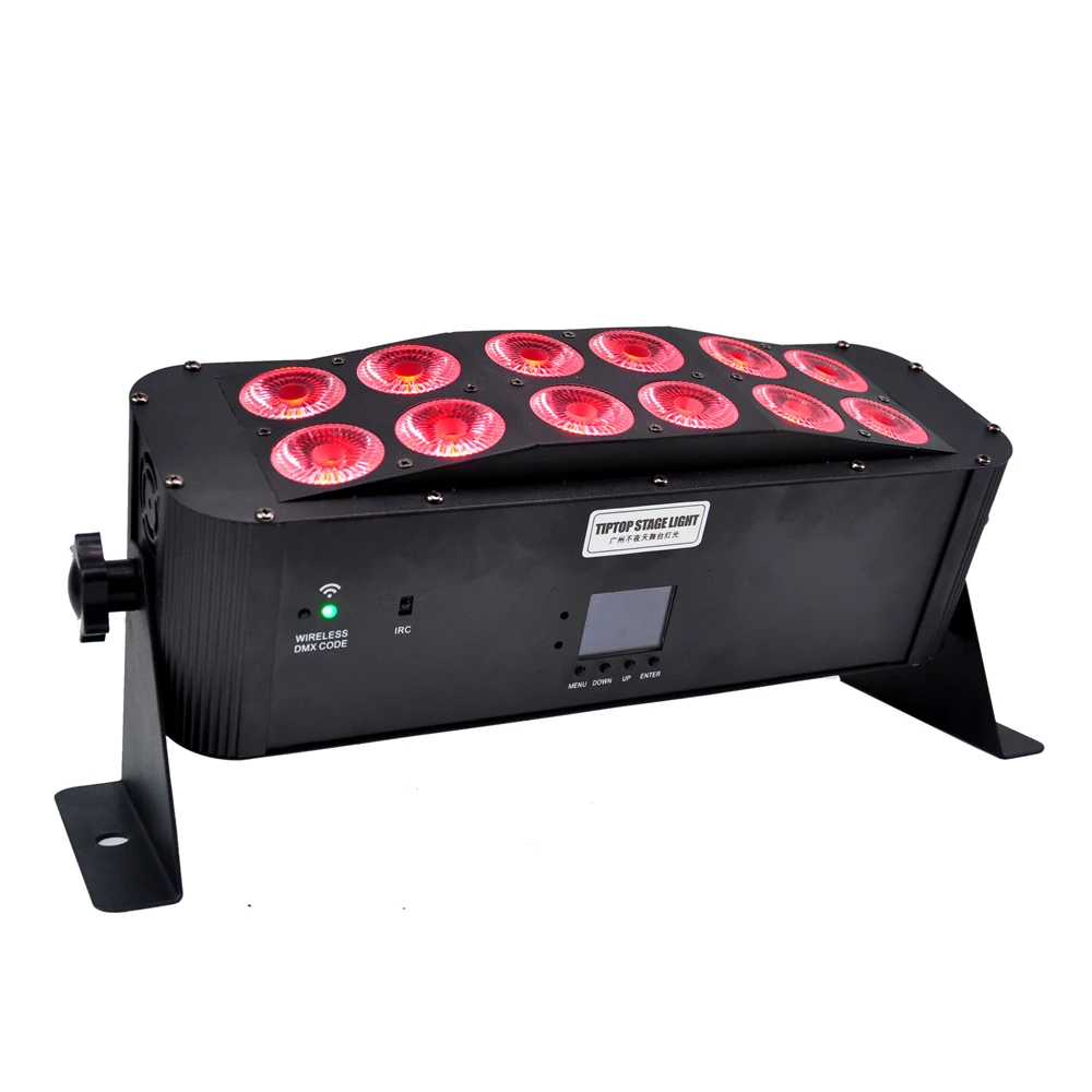 Offerte TIPTOP 12x18W RGBWA UV 6IN1 Batteria Interna Ha Condotto La Luce Della Rondella Della Parete Senza Fili Bar Luce 2.4G Nero Copertura Display A LED TP-WB1218