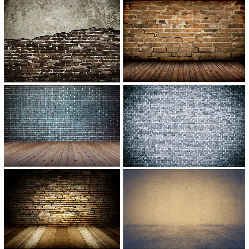 

Vinyl Custom Vintage Brick Wall Photography Backdrops Wooden Floor Photo Background Studio Props 2163 FGZQ-02