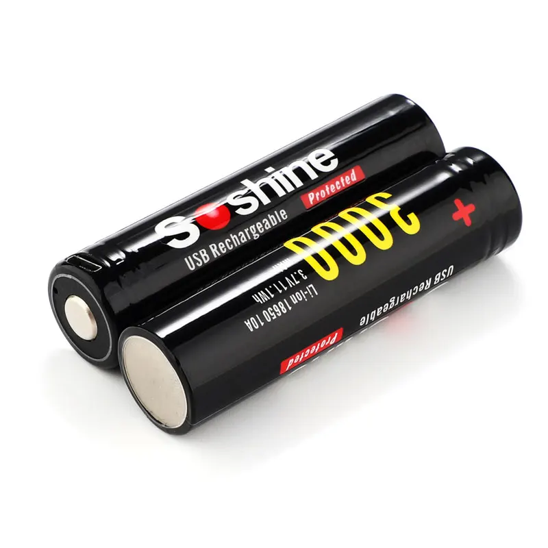 Soshine 16850 USB высокая мощность 3 7 В 3000 мАч литиевая зарядка разъем|Перезаряжаемые