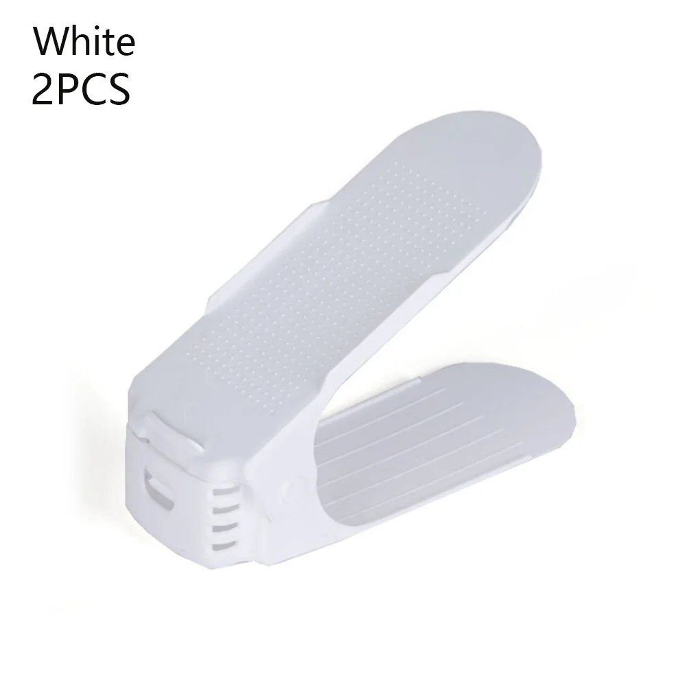 2pcs White Thick Прочный красочный регулируемый стеллаж для обуви, органайзер, подставка для обуви, экономия пространства, шкаф для хранения обуви, подставка для обуви - Цвет: 2pcs White Thick