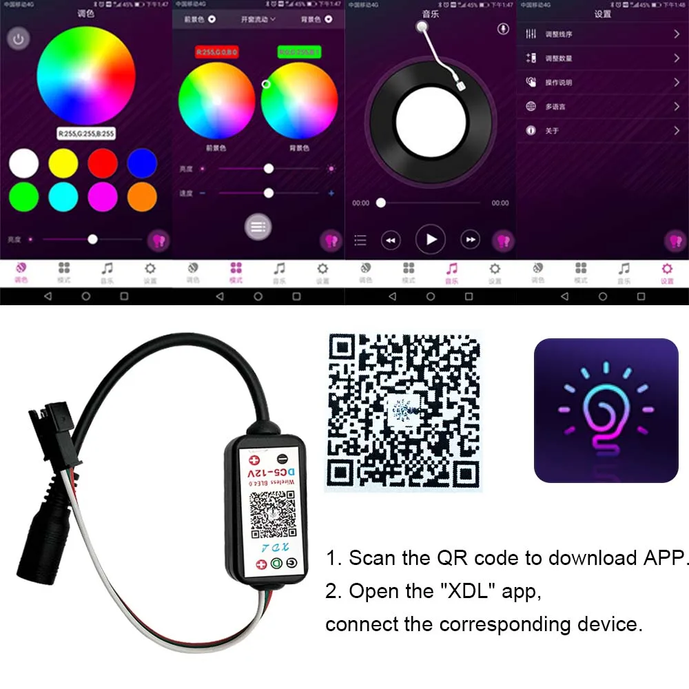 DC5-12V 192 Вт 3Pin Pixel Smart IC RGB светодиодный bluetooth контроллер для WS2811 WS2812 SK6812 | Лампы и