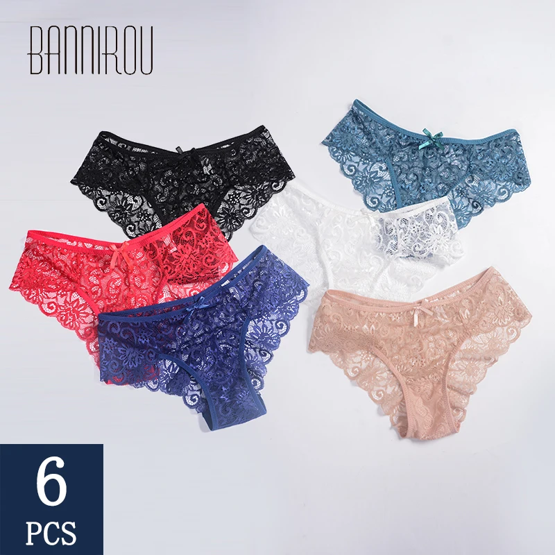 

Трусы женские BANNIROU, кружевные дышащие, 6 шт.