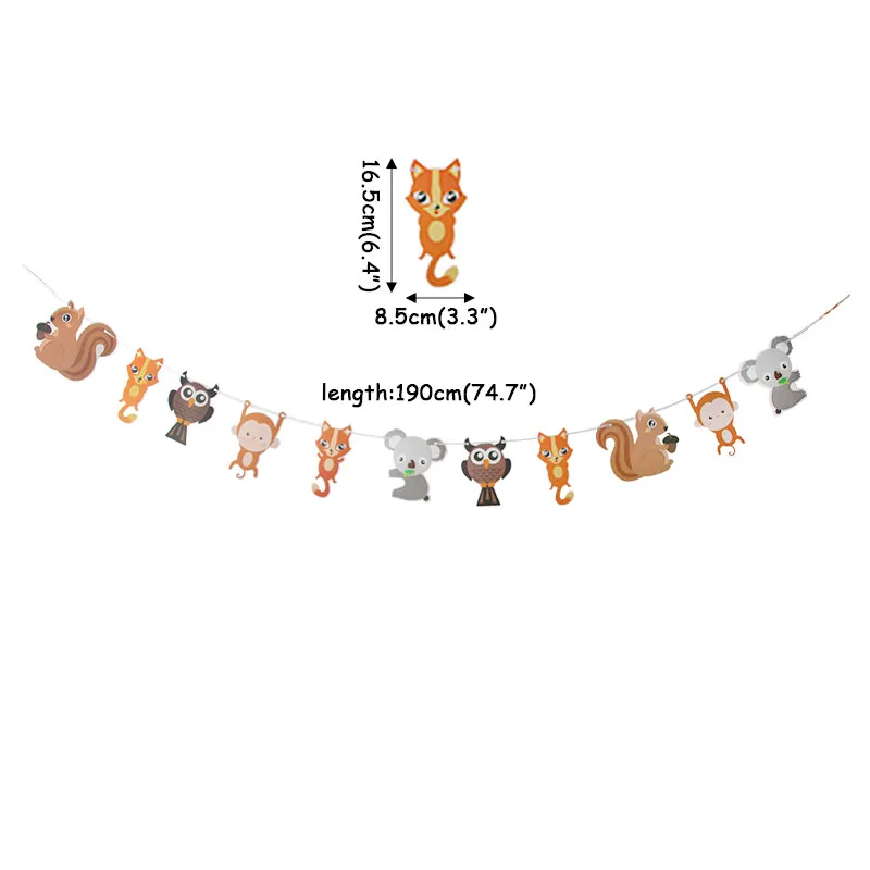 День рождения в джунглях флаг амимальная гирлянда день Бумажная пальмовый лист