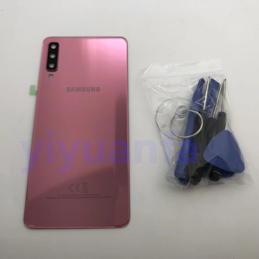 A750 Pink Оригинальное заднее стекло для samsung Galaxy A7 крышка батареи A750 чехол A750F SM-A750 задняя дверь корпус стеклянная панель Замена - Цвет: A750 Pink