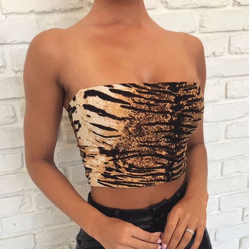 2019 летний женский укороченный топ на бретелях с принтом тигра сексуальная одежда