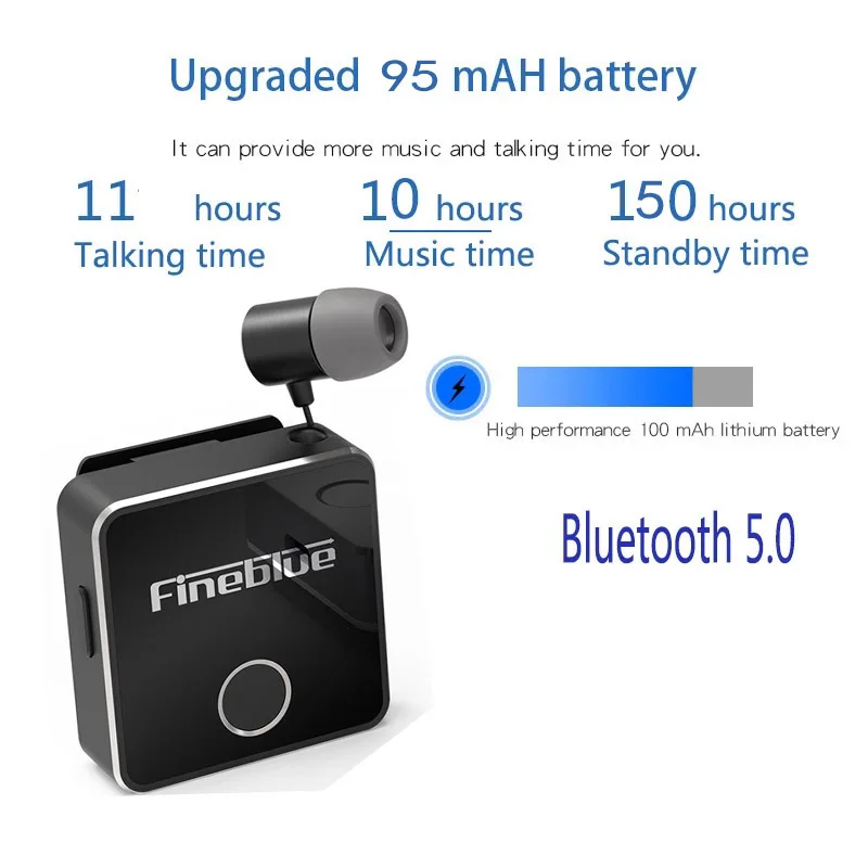 

Fineblue Earphone Bluetooth-Headset Retractable Driver Auriculares Business Wireless Noise Cancel F1 Pro headset retractable