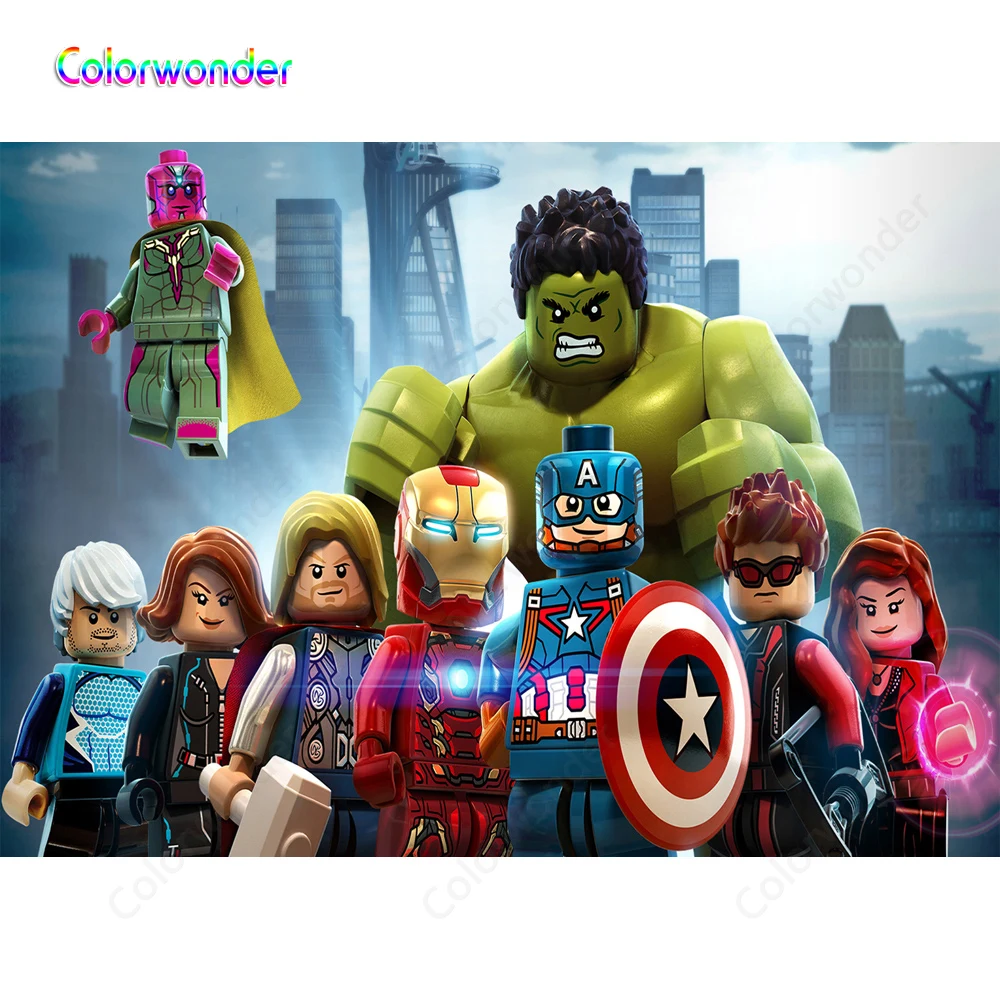 Фоны серии Lego для детского дня рождения фотографии супергерой Железный человек