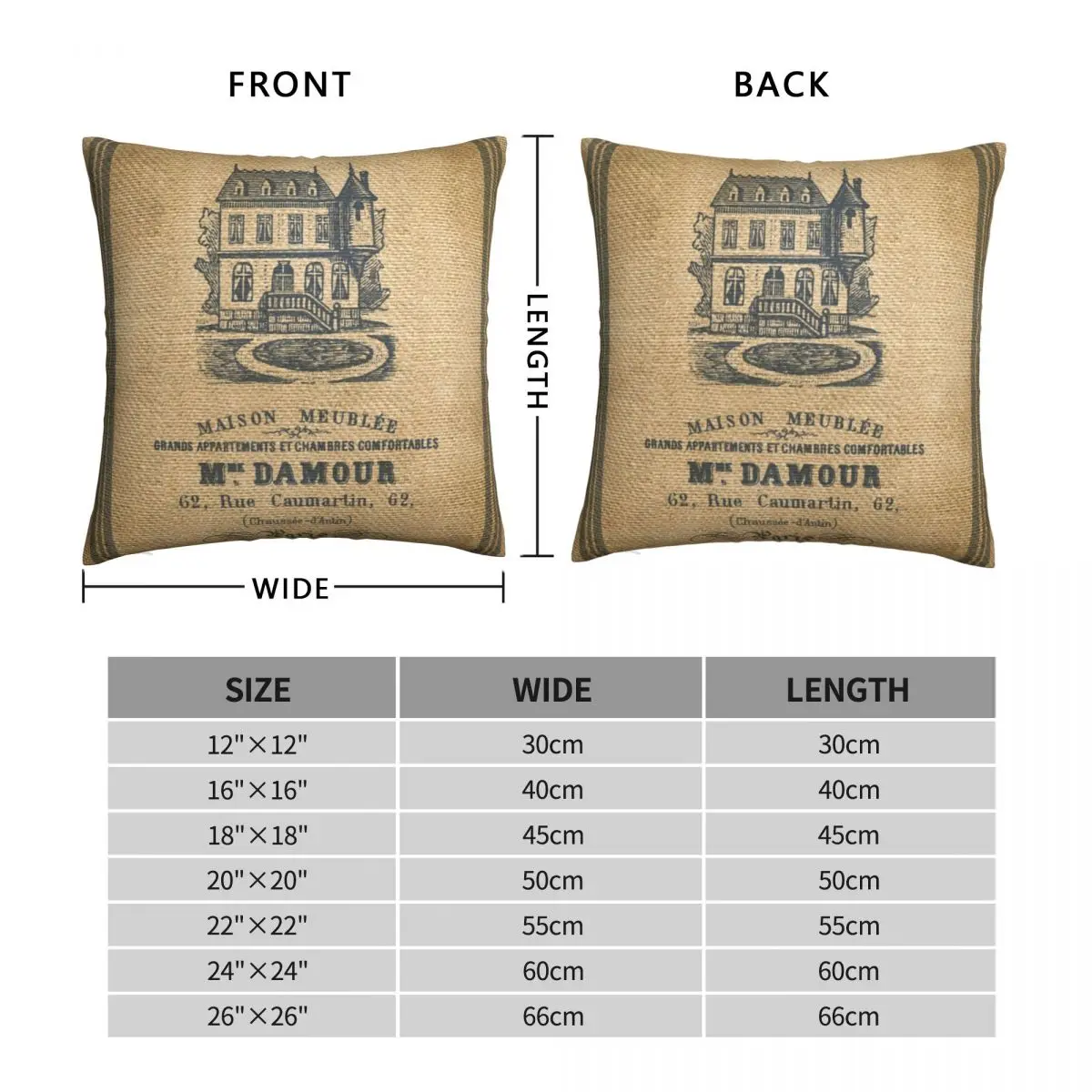 Vintage Burlap French House Design Square Pillowcase Polyester Linen Velvet Zip Decor Pillow Case Room Cushion Cover 18&quot |